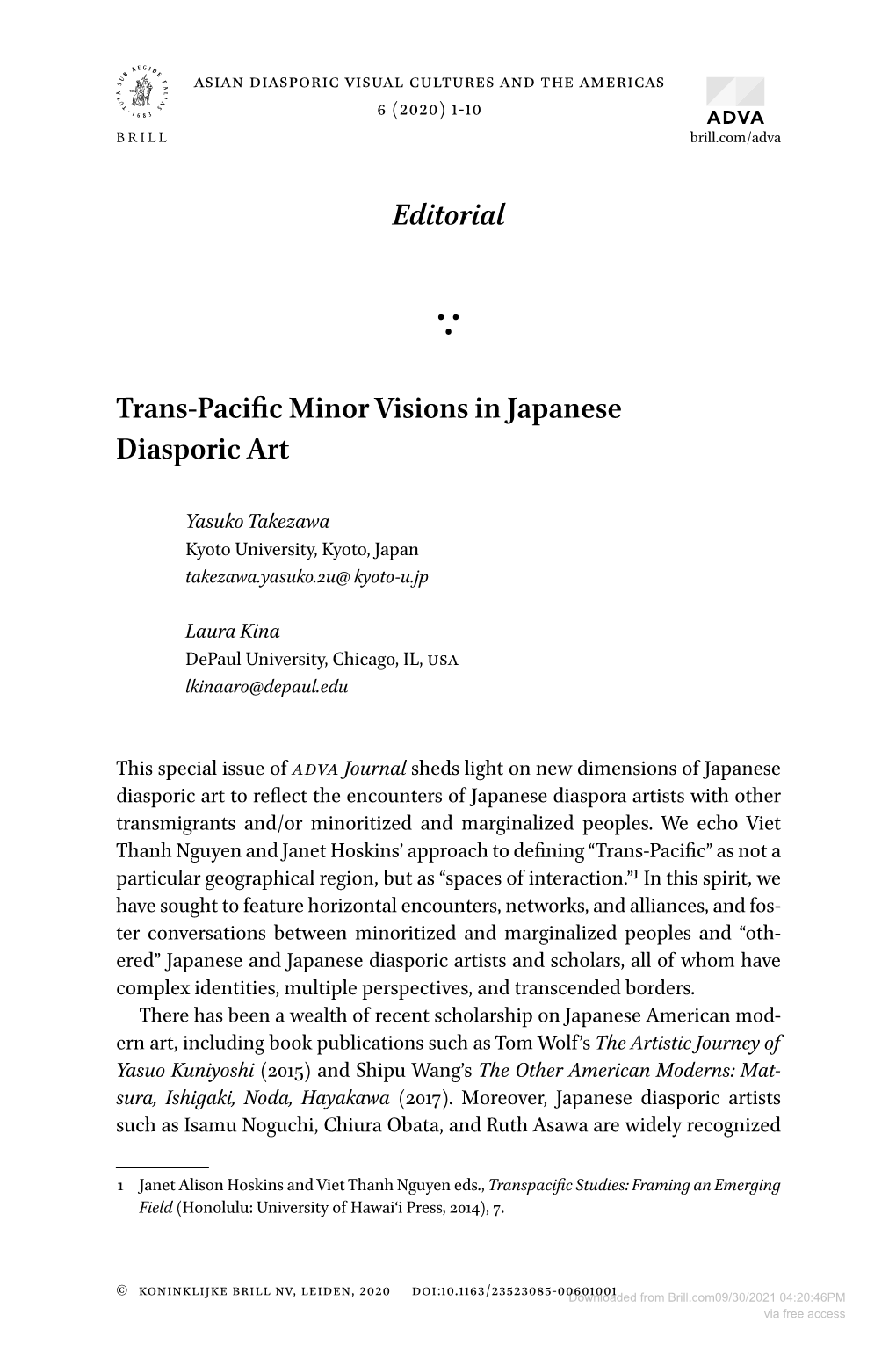 Editorial Trans-Pacific Minor Visions in Japanese Diasporic