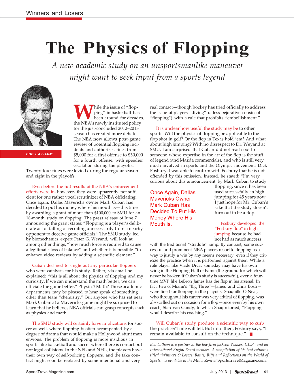 The Physics of Flopping a New Academic Study on an Unsportsmanlike Maneuver Might Want to Seek Input from a Sports Legend