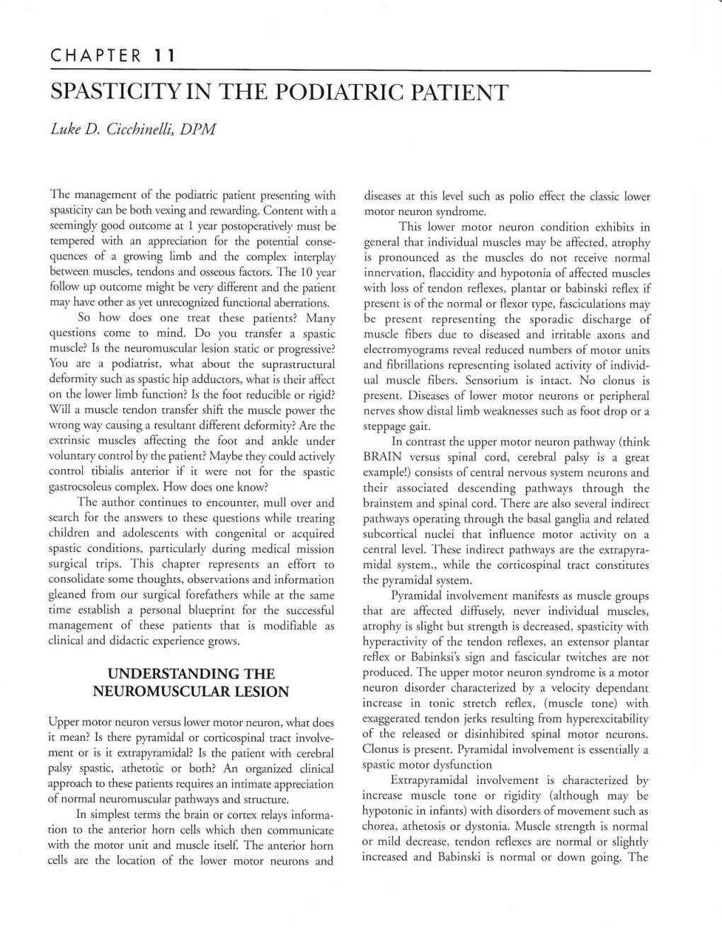 Spasticity in the Podiatric Patient