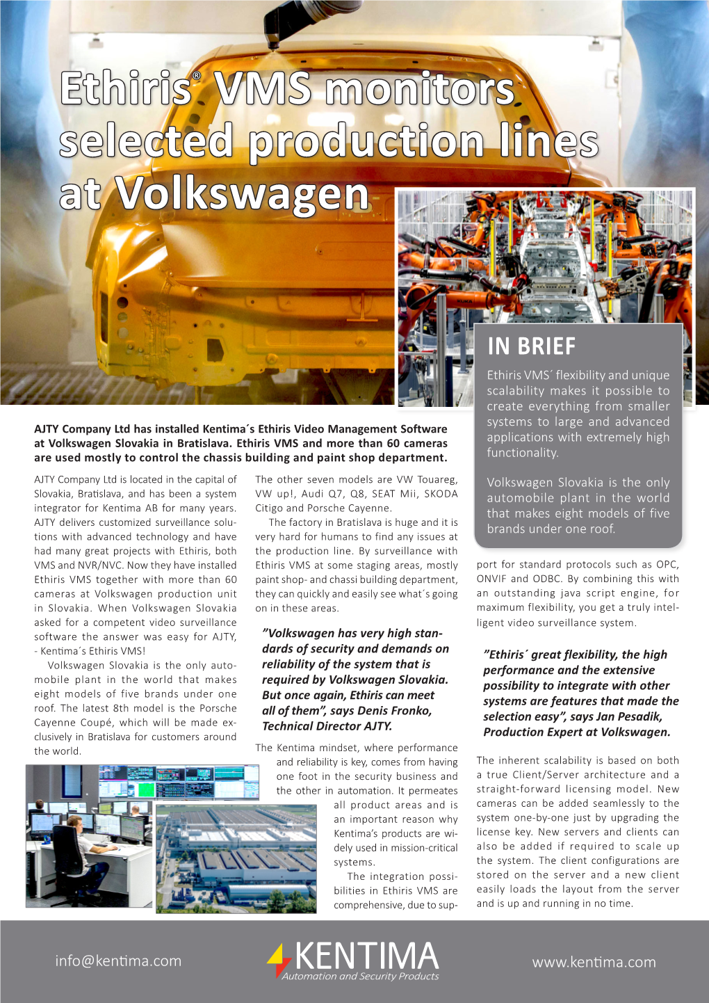 Ethiris® VMS Monitors Selected Production Lines at Volkswagen