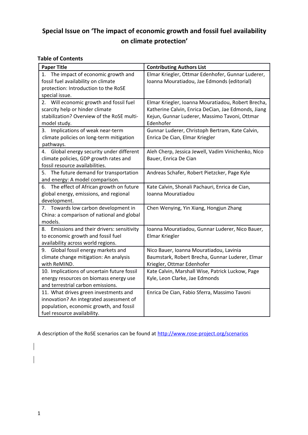 Special Issue on the Impact of Economic Growth and Fossil Fuel Availability on Climate