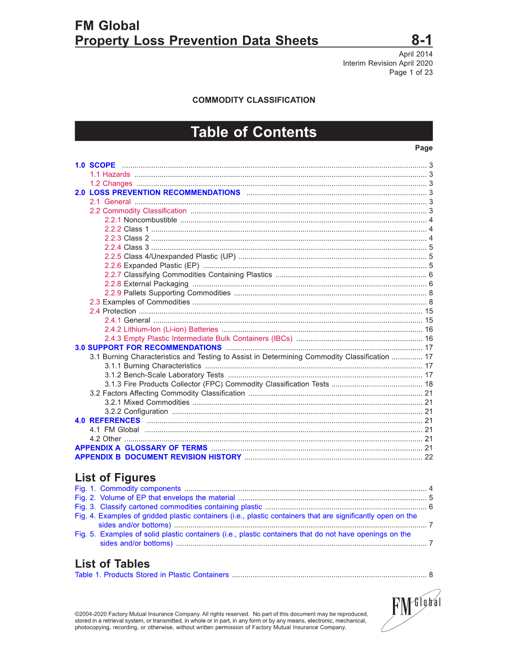 DS 8-1 Commodity Classification (Data Sheet)