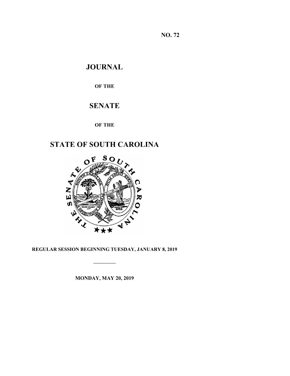 Journal Senate State of South Carolina