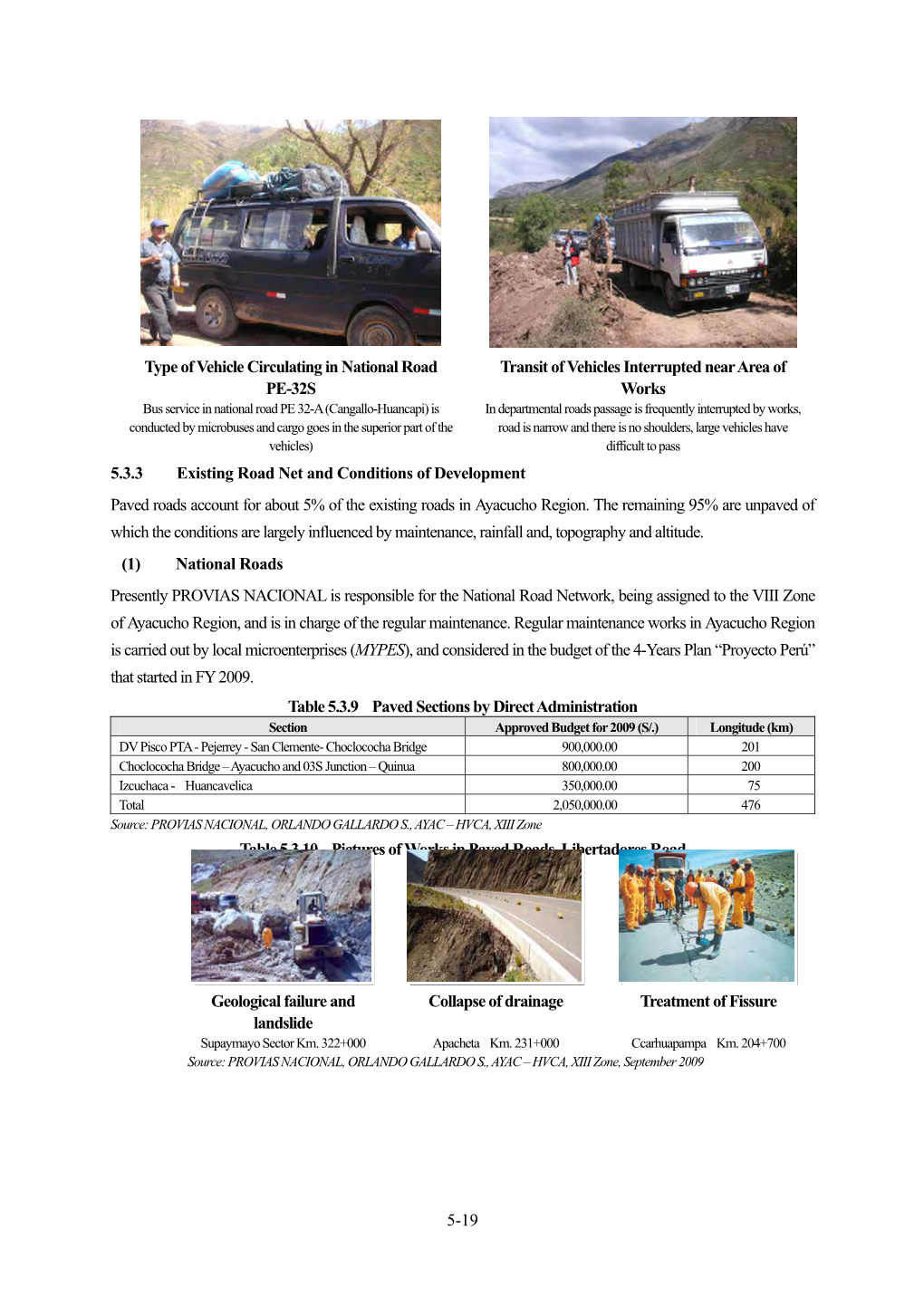 Type of Vehicle Circulating in National Road PE-32S Transit of Vehicles