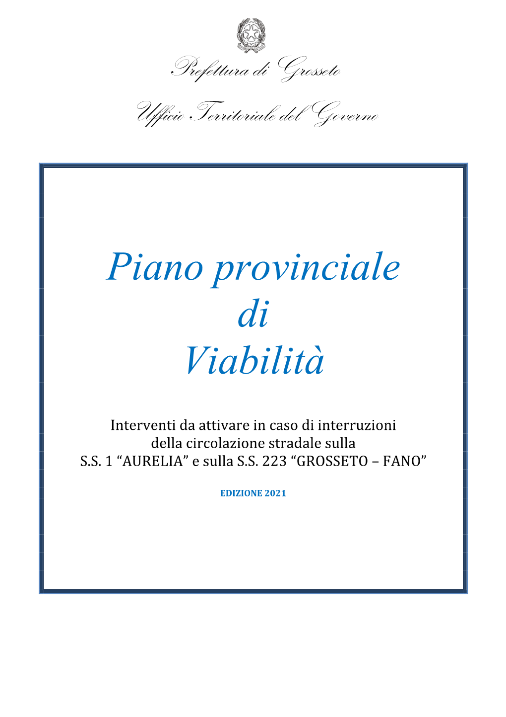 Piano Provinciale Di Viabilità