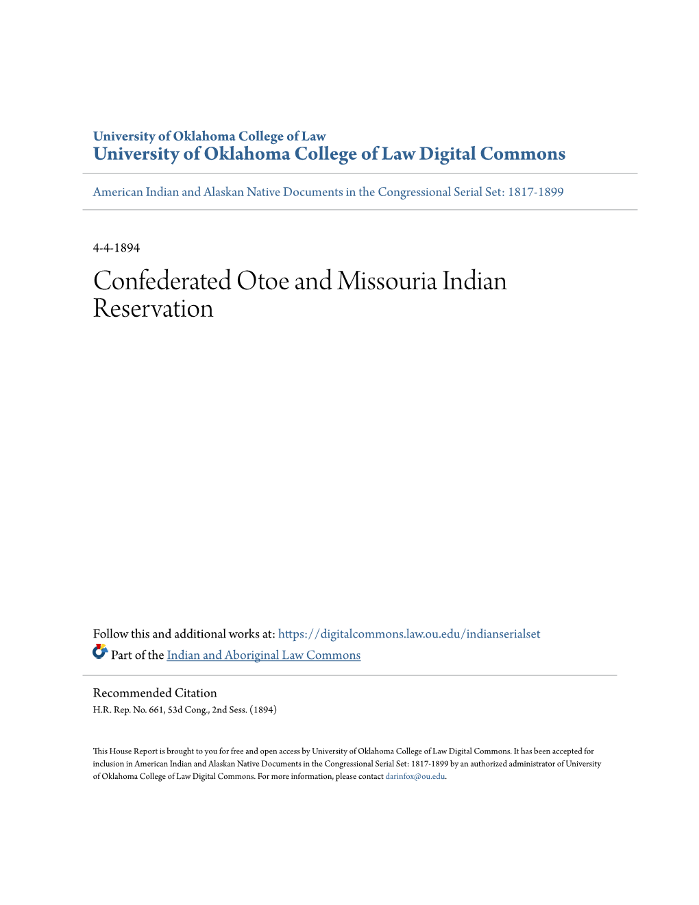 Confederated Otoe and Missouria Indian Reservation