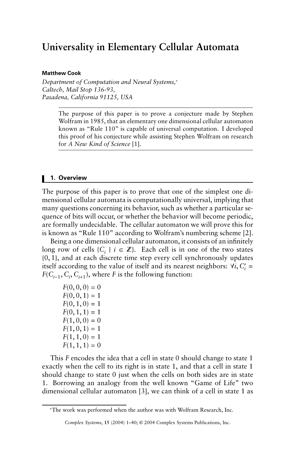 Universality in Elementary Cellular Automata