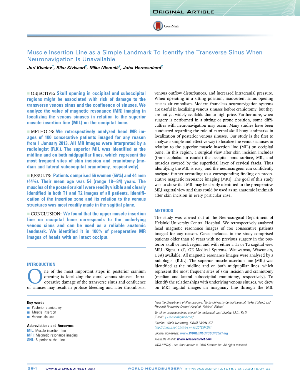 Muscle Insertion Line As a Simple Landmark to Identify The