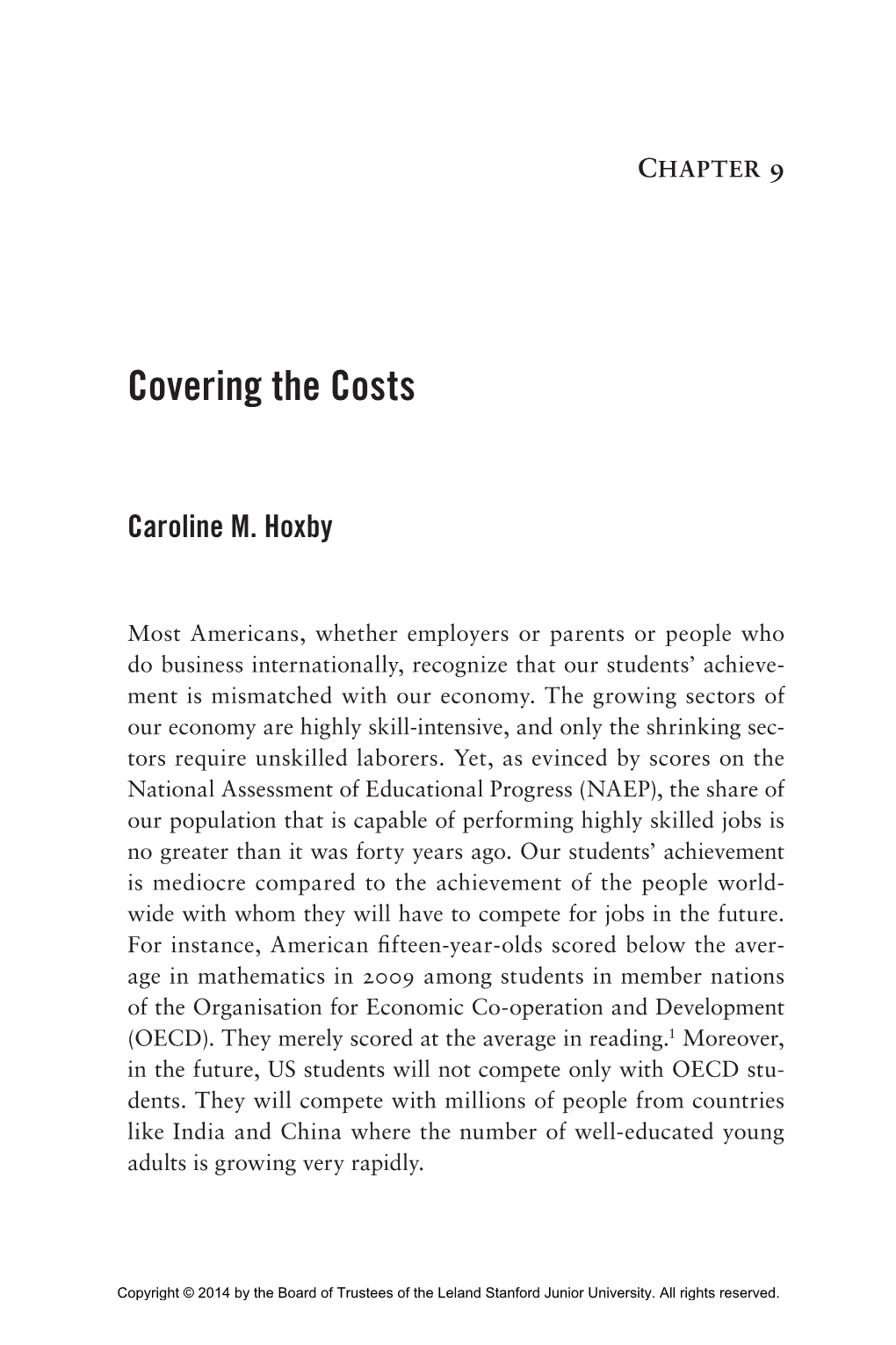 Covering the Costs by Caroline M. Hoxby