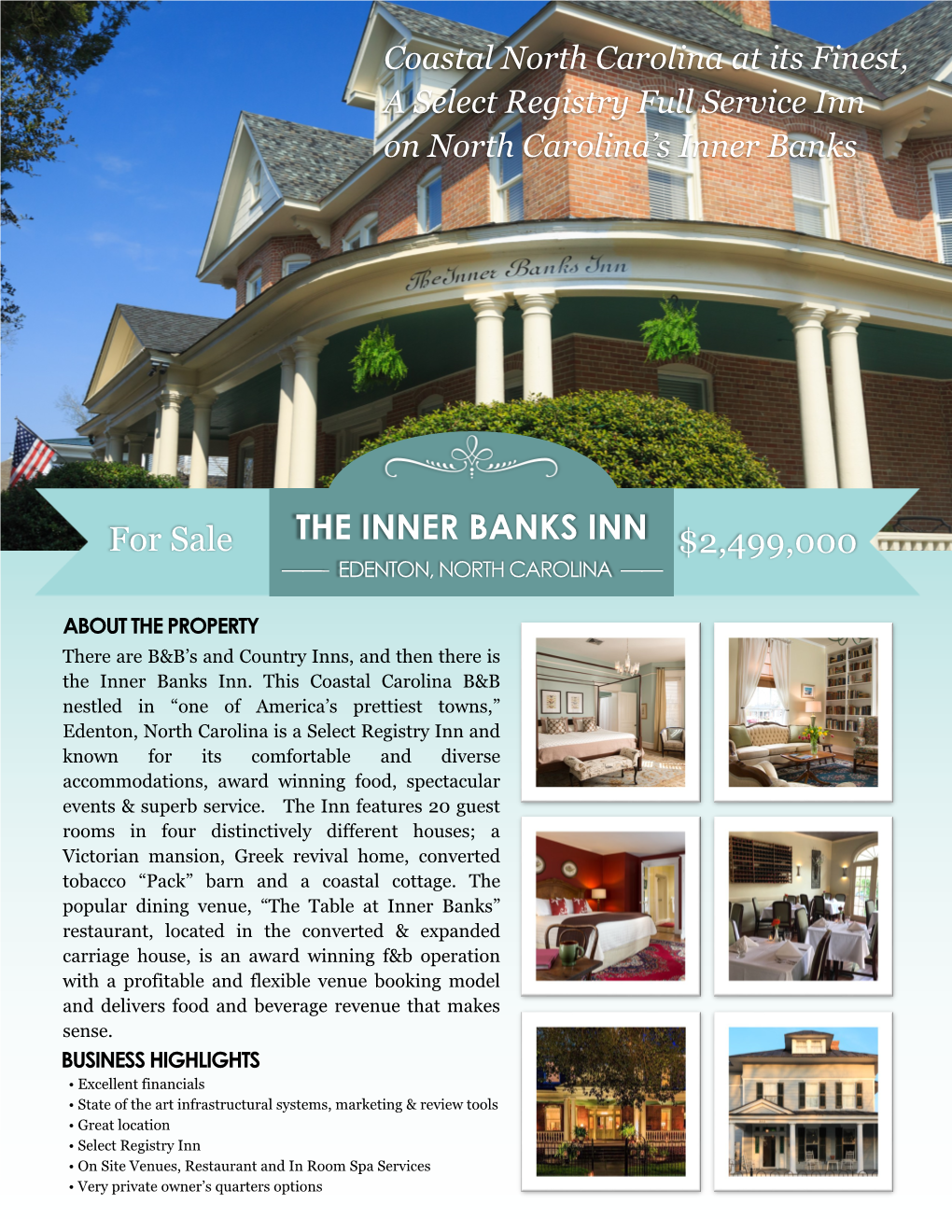 THE INNER BANKS INN for Sale $2,499,000