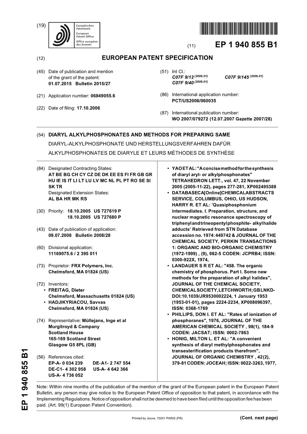 Diaryl Alkylphosphonates and Methods for Preparing