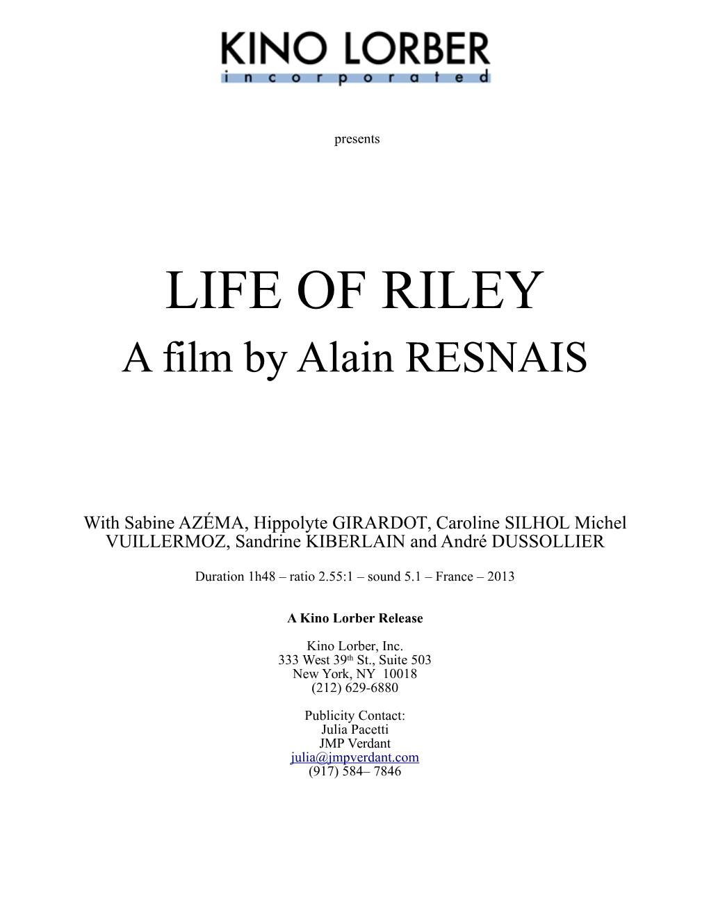 LIFE of RILEY a Film by Alain RESNAIS