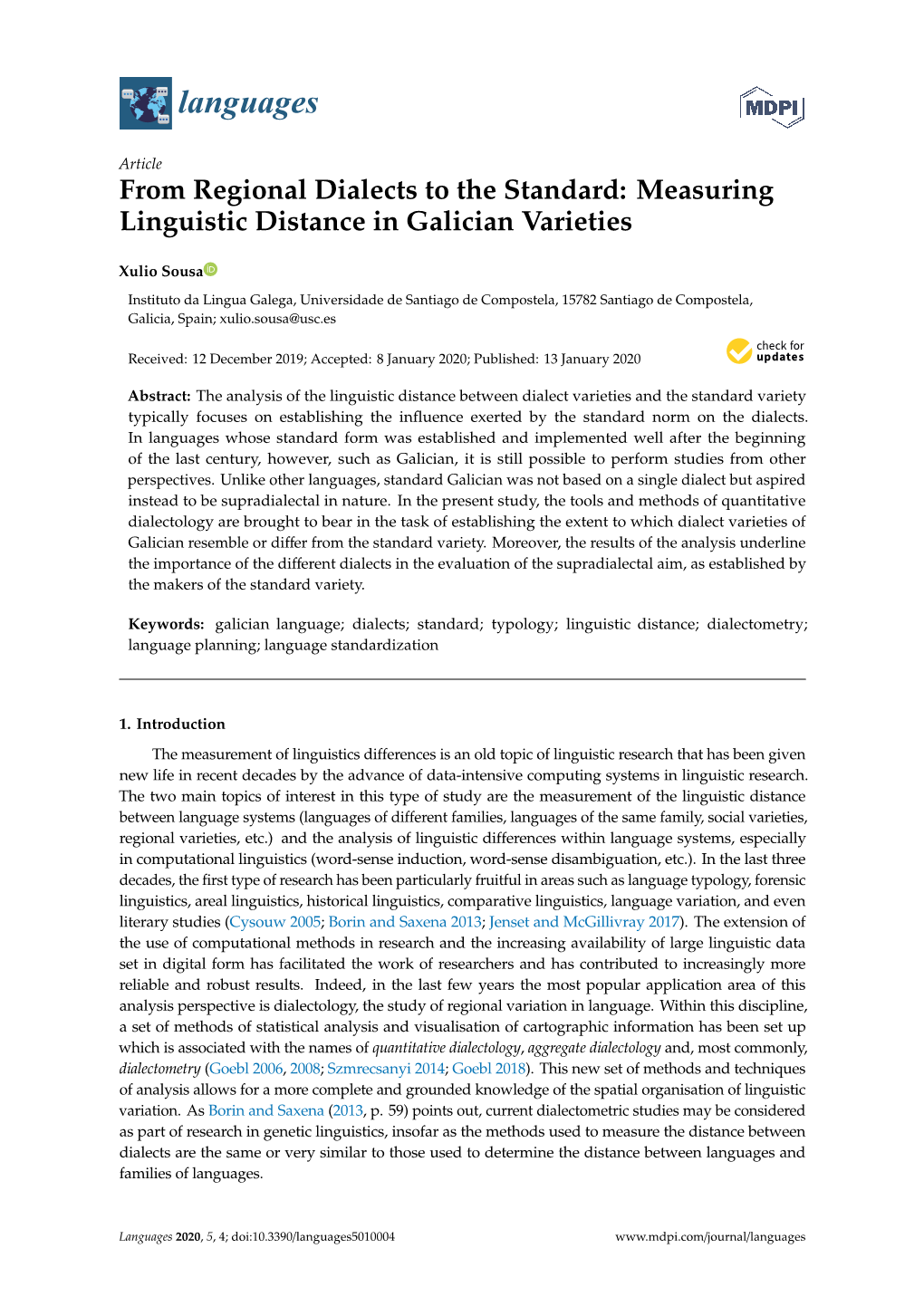 Measuring Linguistic Distance in Galician Varieties