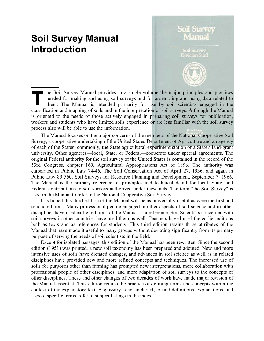 Soil Survey Manual Introduction