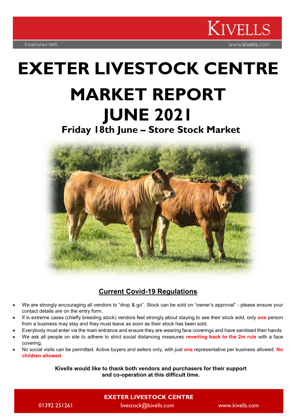 Exeter Livestock Centre Market Report June 2021