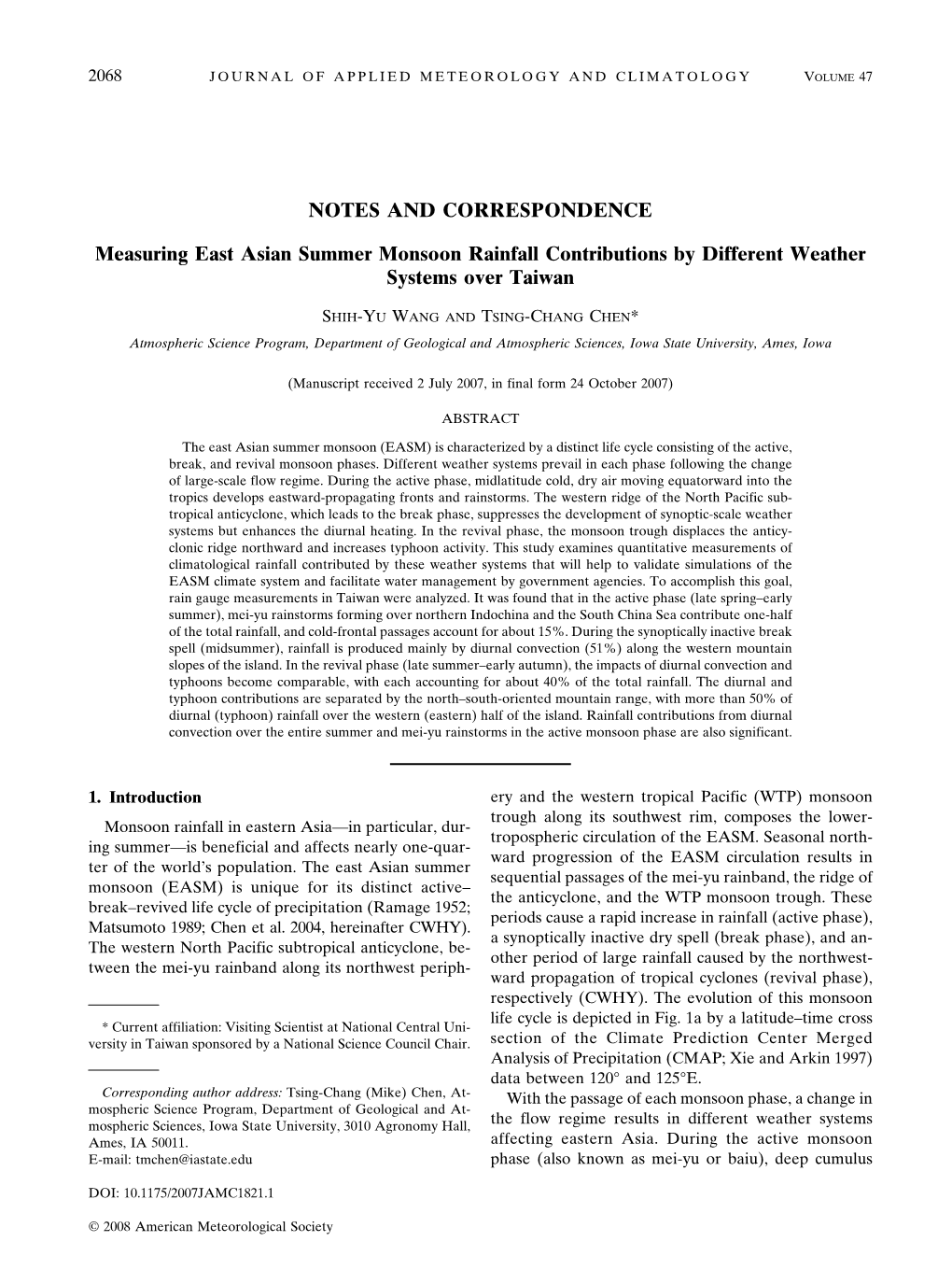 Measuring East Asian Summer Monsoon Rainfall Contributions by Different Weather Systems Over Taiwan