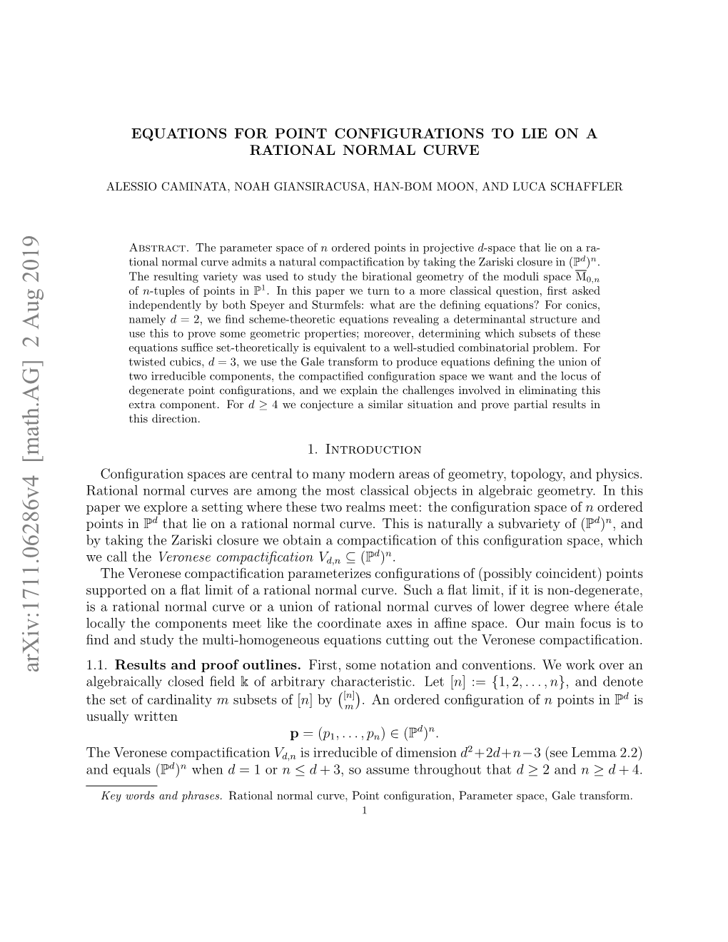 Equations for Point Configurations to Lie on a Rational Normal Curve