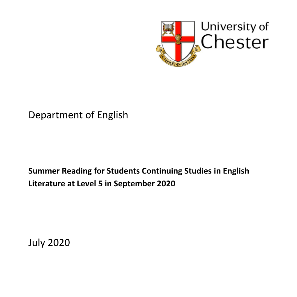 Department of English July 2020