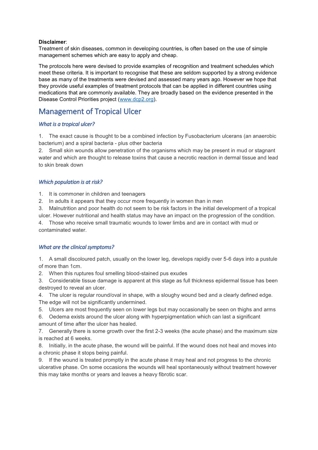 Management of Tropical Ulcer What Is a Tropical Ulcer?