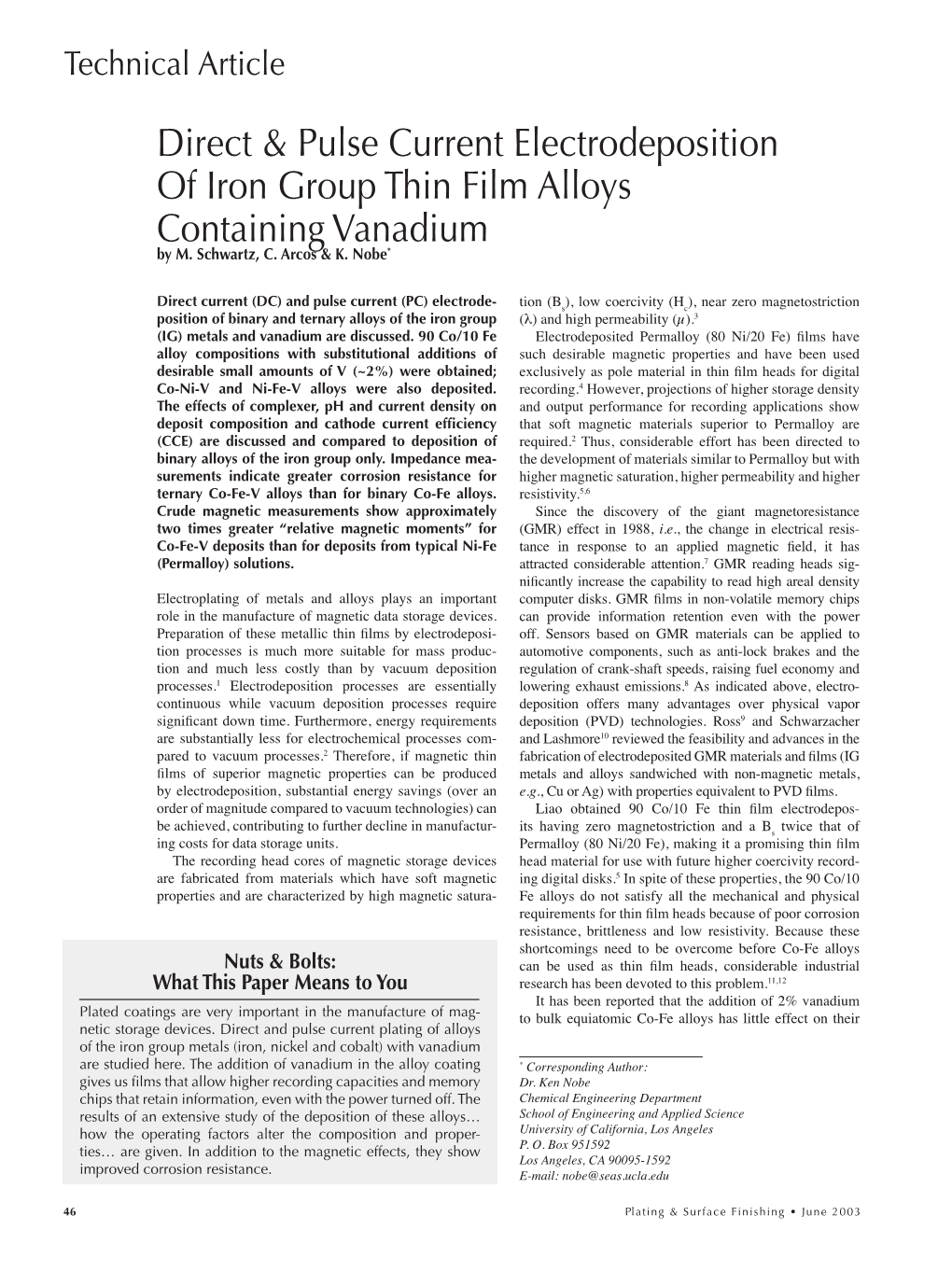 Direct & Pulse Current Electrodeposition of Iron Group