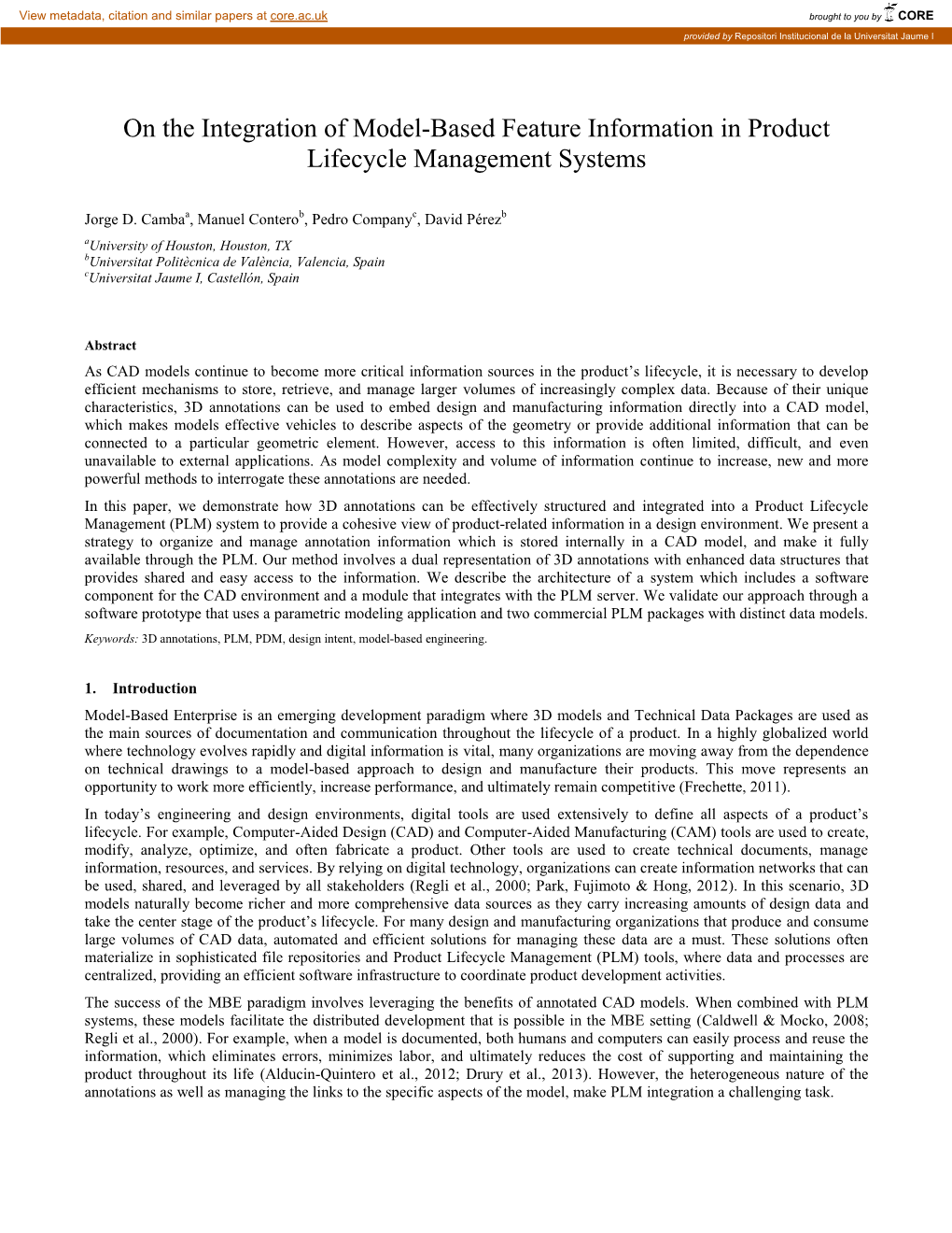 On the Integration of Model-Based Feature Information in Product Lifecycle Management Systems