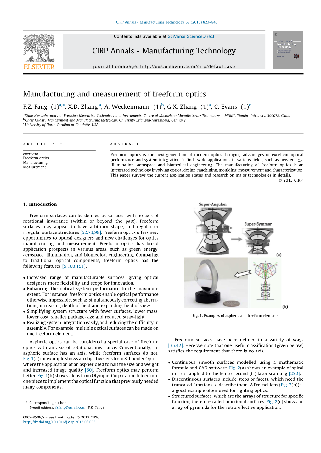 Manufacturing and Measurement of Freeform Optics