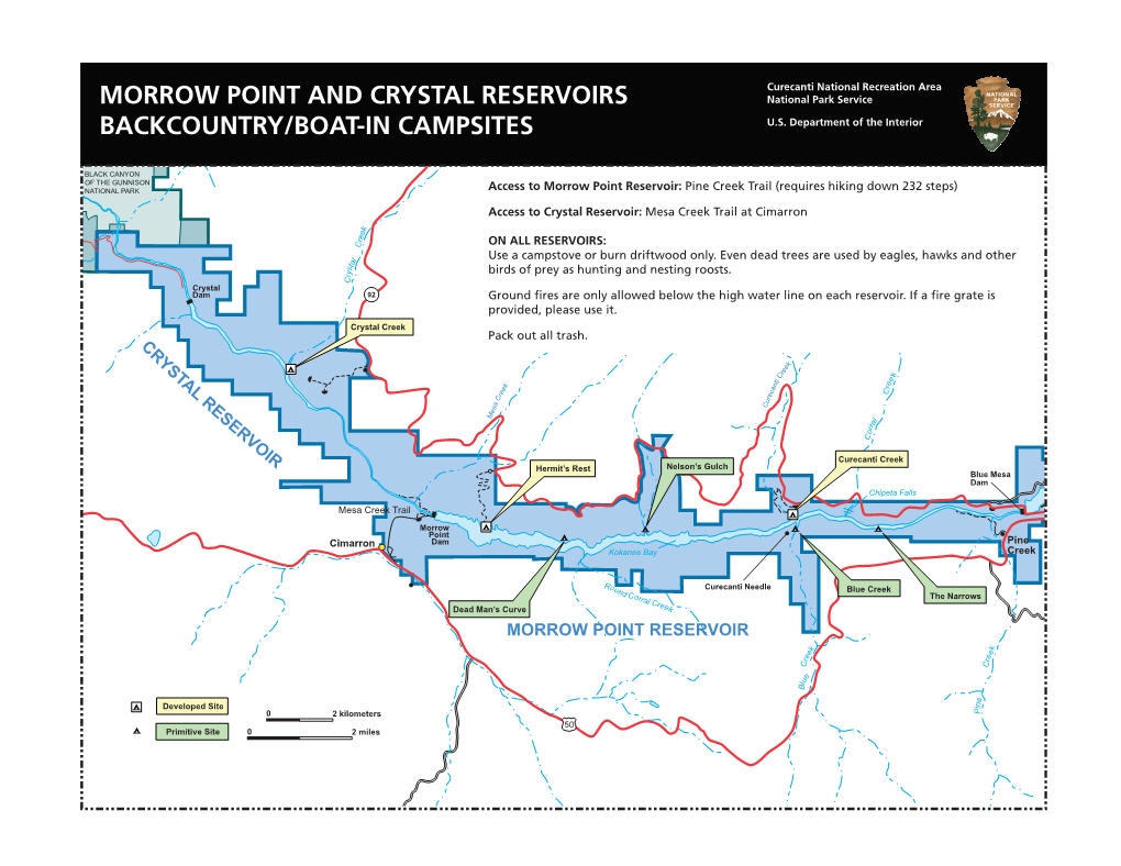 Morrow Point and Crystal Reservoirs Backcountry/Boat-In Campsites