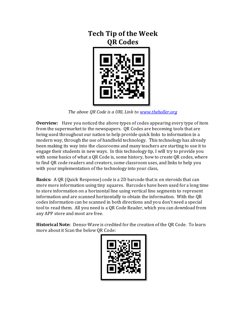 Tech Tip of the Week QR Codes