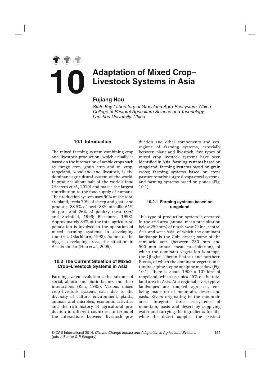 Adaptation of Mixed Crop– Livestock Systems in Asia