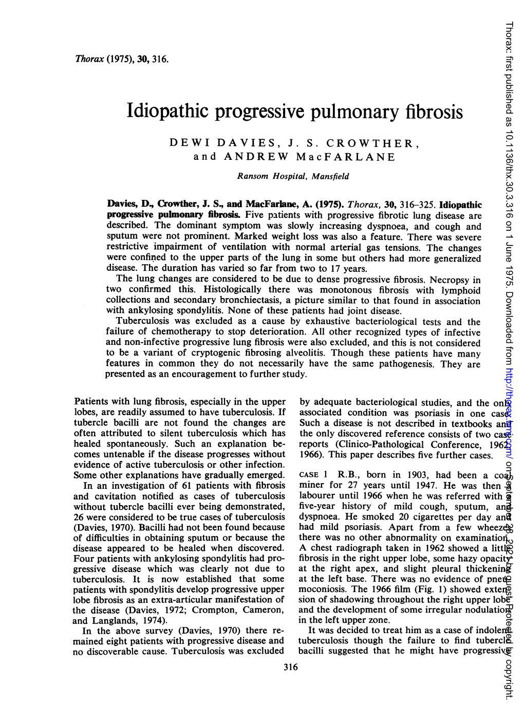 Idiopathic Progressive Pulmonary Fibrosis