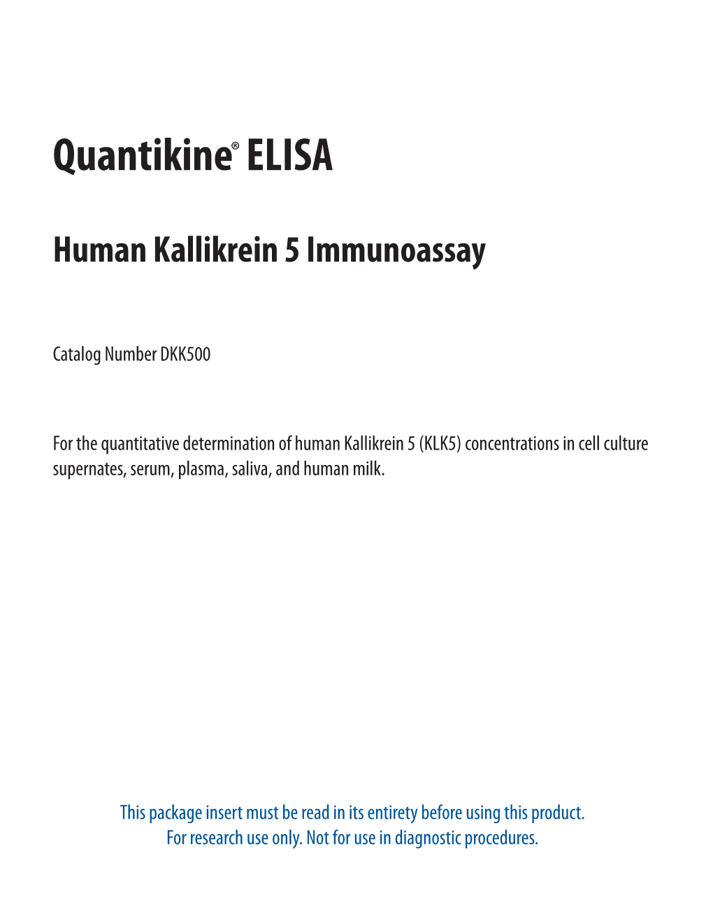 Human Kallikrein 5 Quantikine