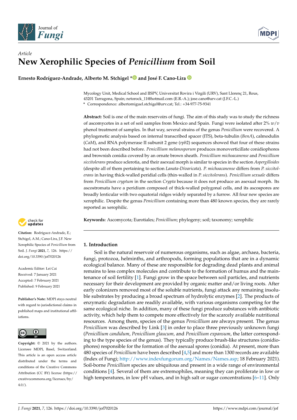 New Xerophilic Species of Penicillium from Soil