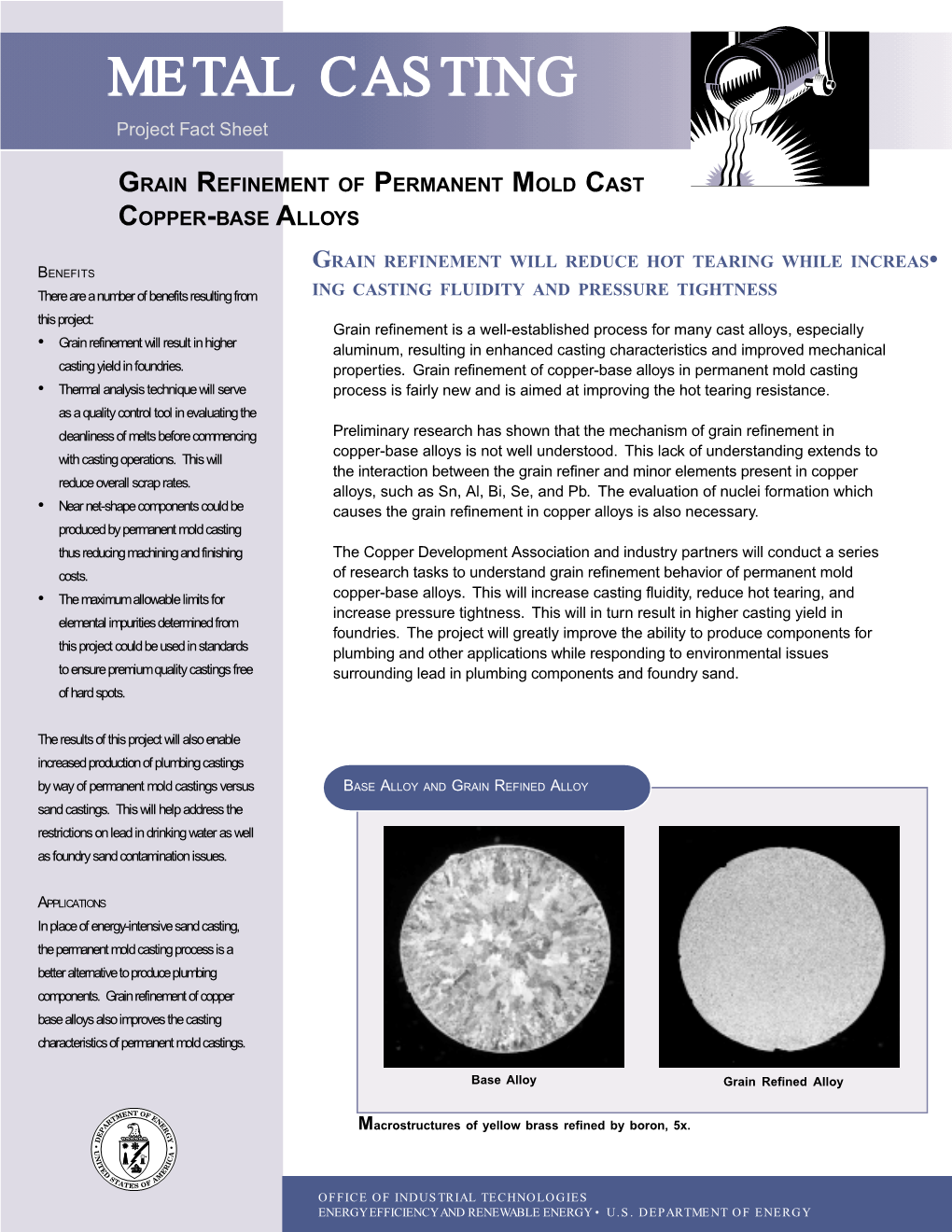 ITP Metal Casting: Grain Refinement of Permanent Mold Cast Copper