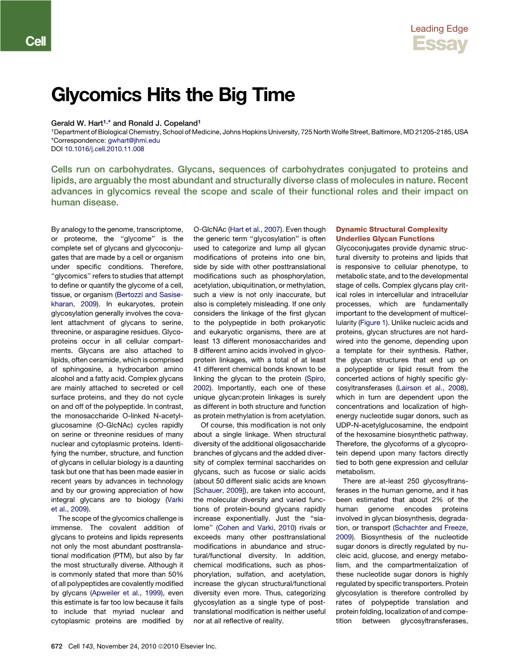 Glycomics Hits the Big Time