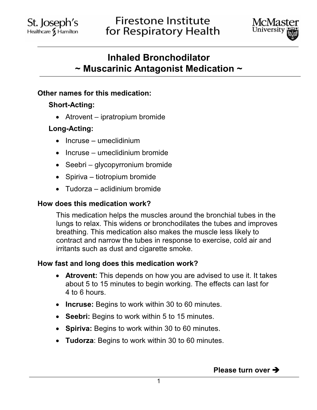 Inhaled Bronchodilator – Muscarinic Antagonist Medication