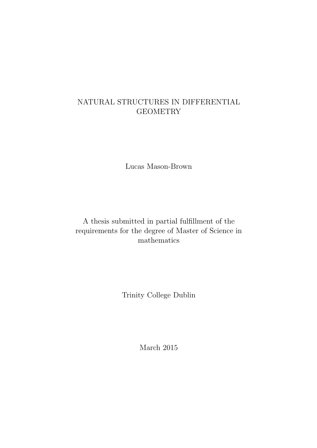 NATURAL STRUCTURES in DIFFERENTIAL GEOMETRY Lucas