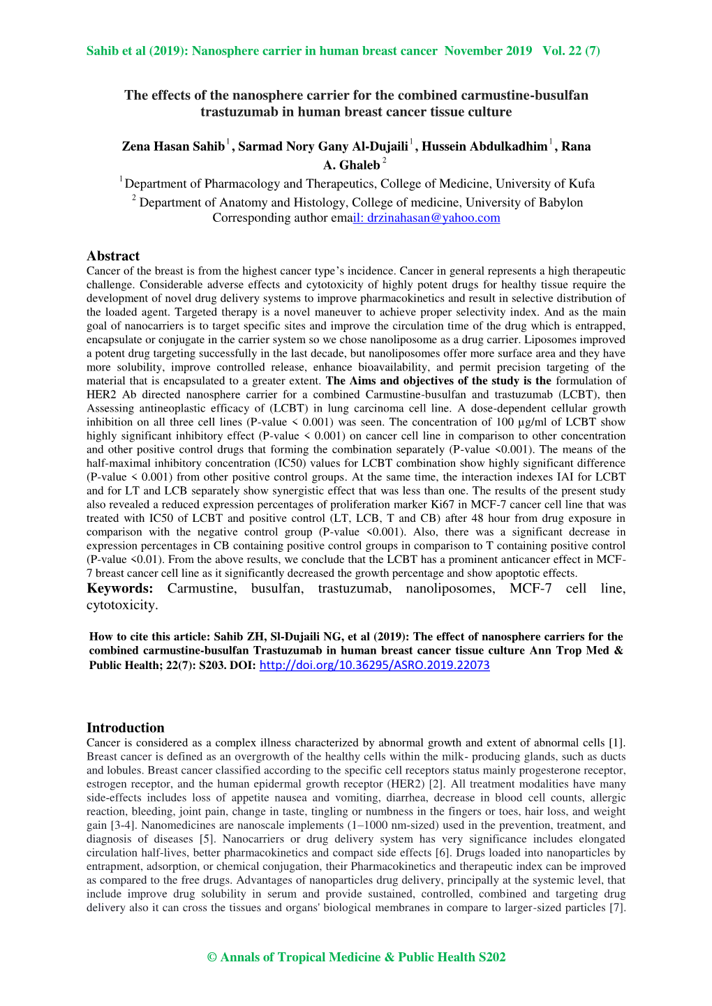 The Effects of the Nanosphere Carrier for the Combined Carmustine-Busulfan Trastuzumab in Human Breast Cancer Tissue Culture