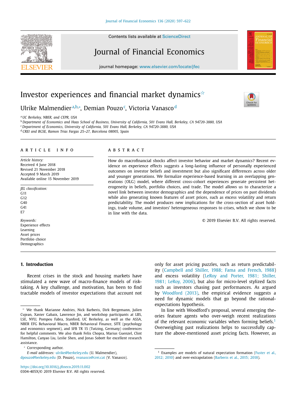 Investor Experiences and Financial Market Dynamics