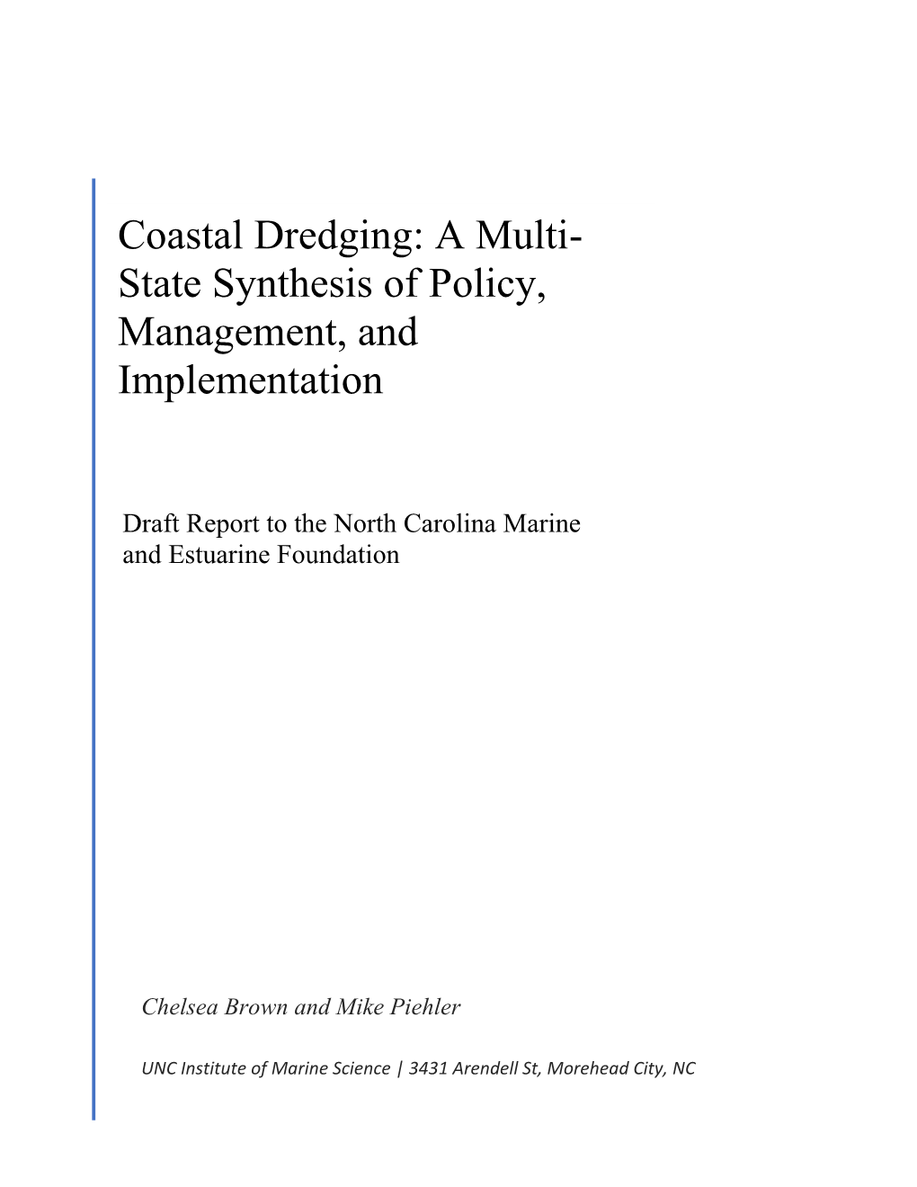 Coastal Dredging: a Multi-State Synthesis of Policy, Management, and Implementation