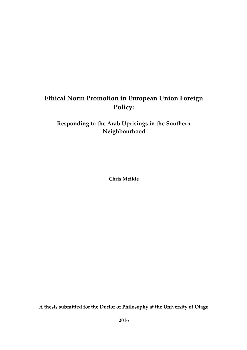 Ethical Norm Promotion in European Union Foreign Policy