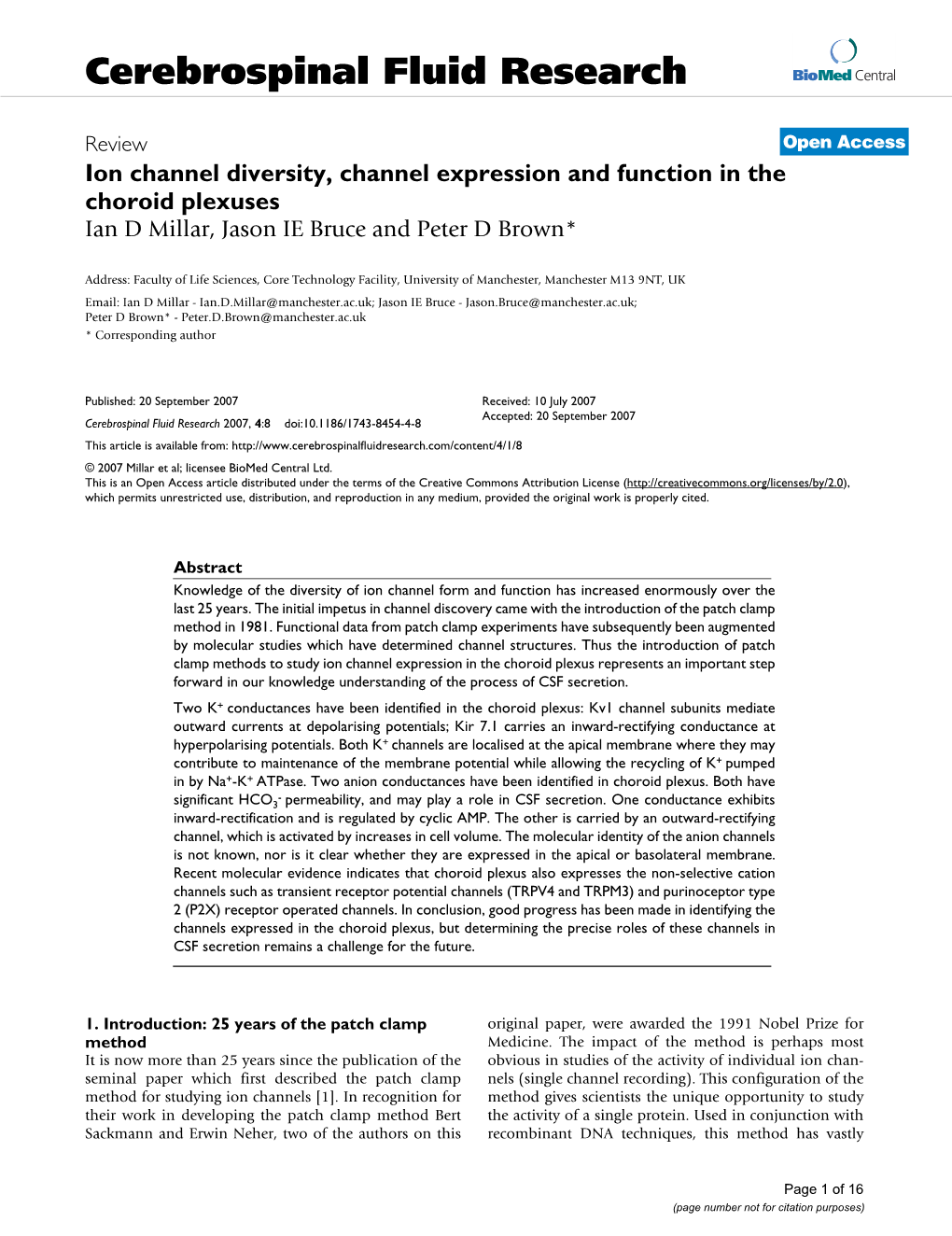 Cerebrospinal Fluid Research Biomed Central