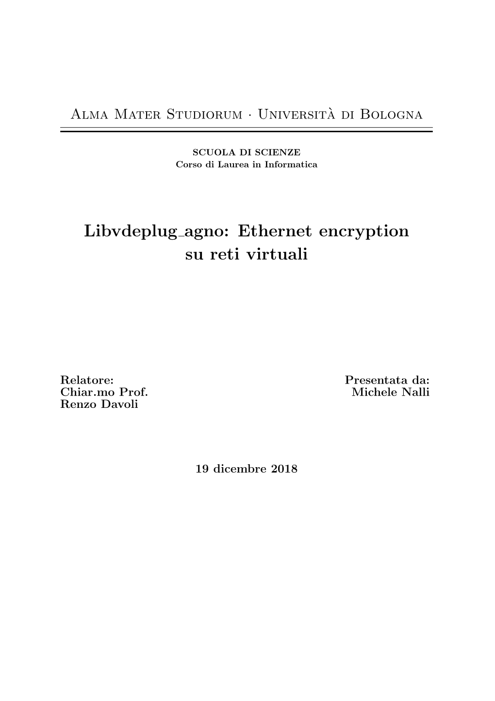 Libvdeplug Agno: Ethernet Encryption Su Reti Virtuali