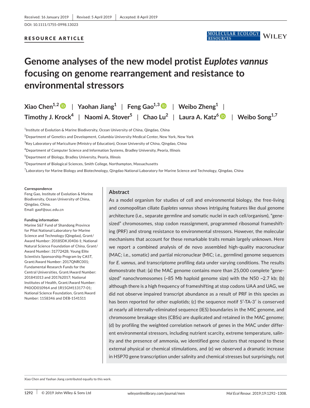 Genome Analyses of the New Model Protist Euplotes Vannus Focusing on Genome Rearrangement and Resistance to Environmental Stressors