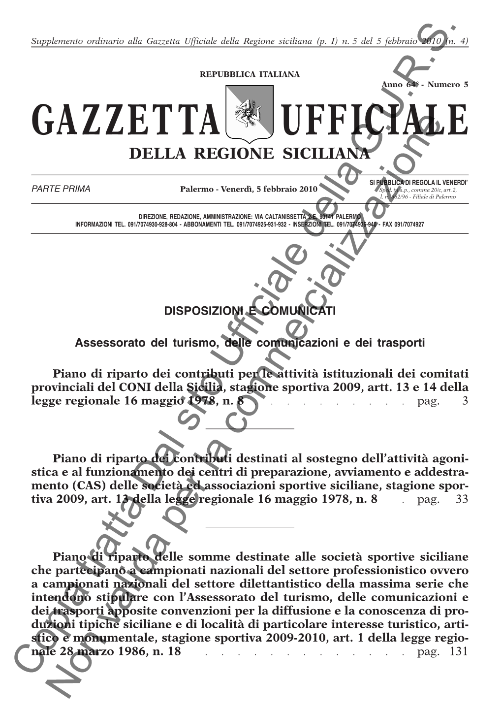 Gazzetta Ufficiale Della Regione Siciliana (P