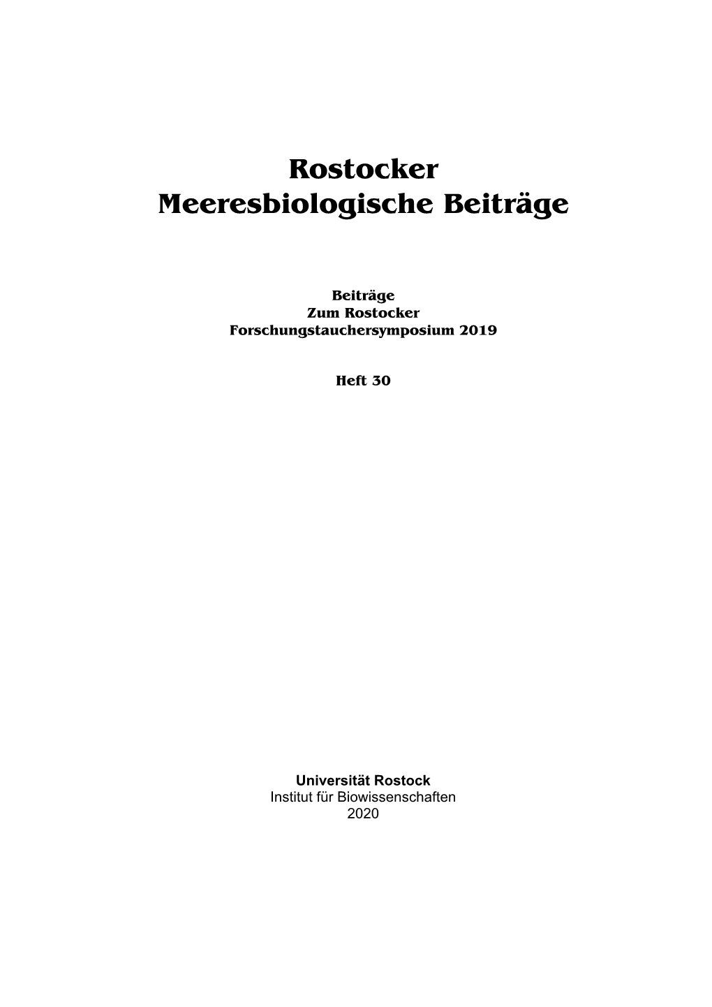 Rostocker Meeresbiologische Beiträge