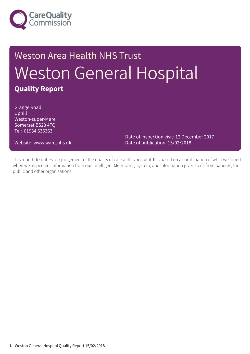 Weston General Hospital Newapproachfocused Report