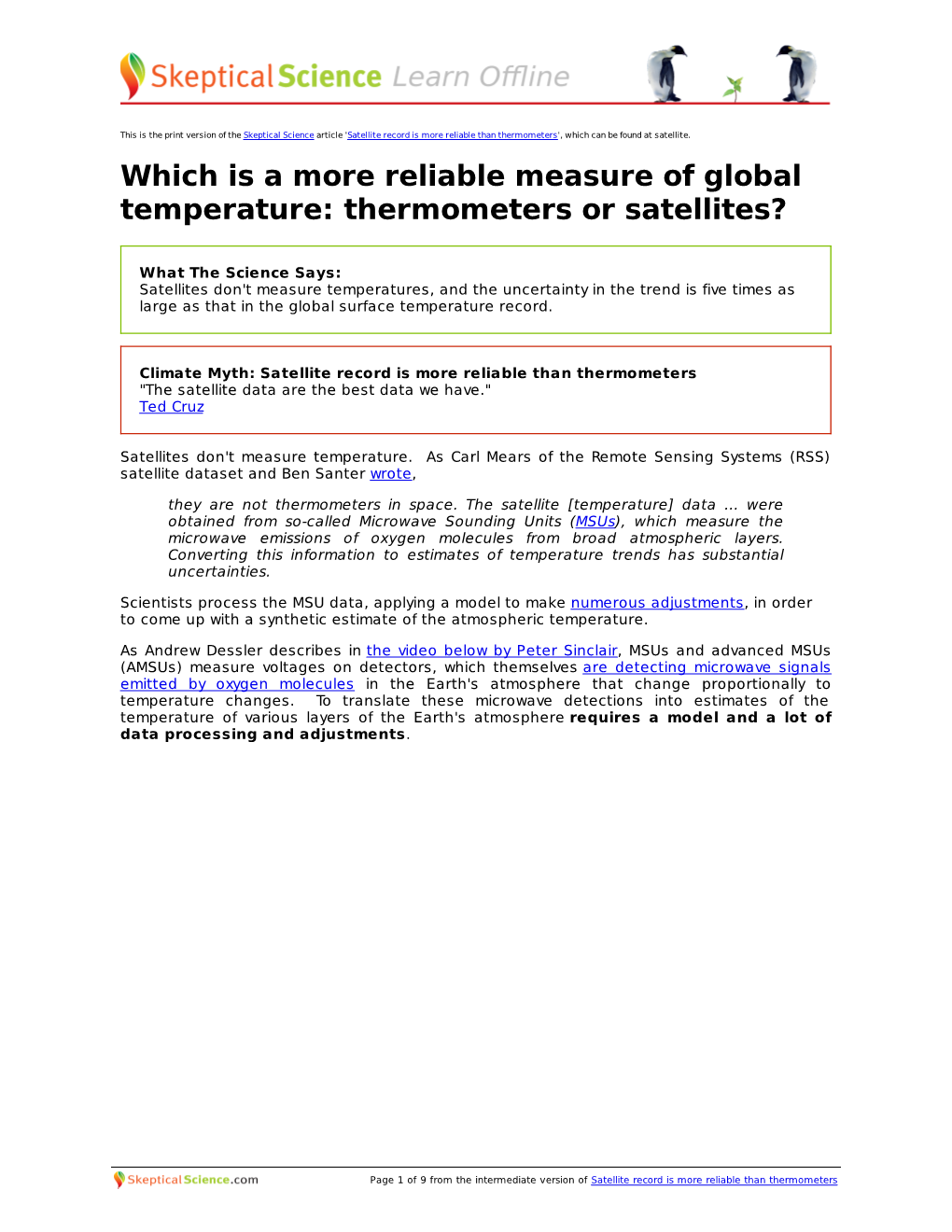 Thermometers Or Satellites?