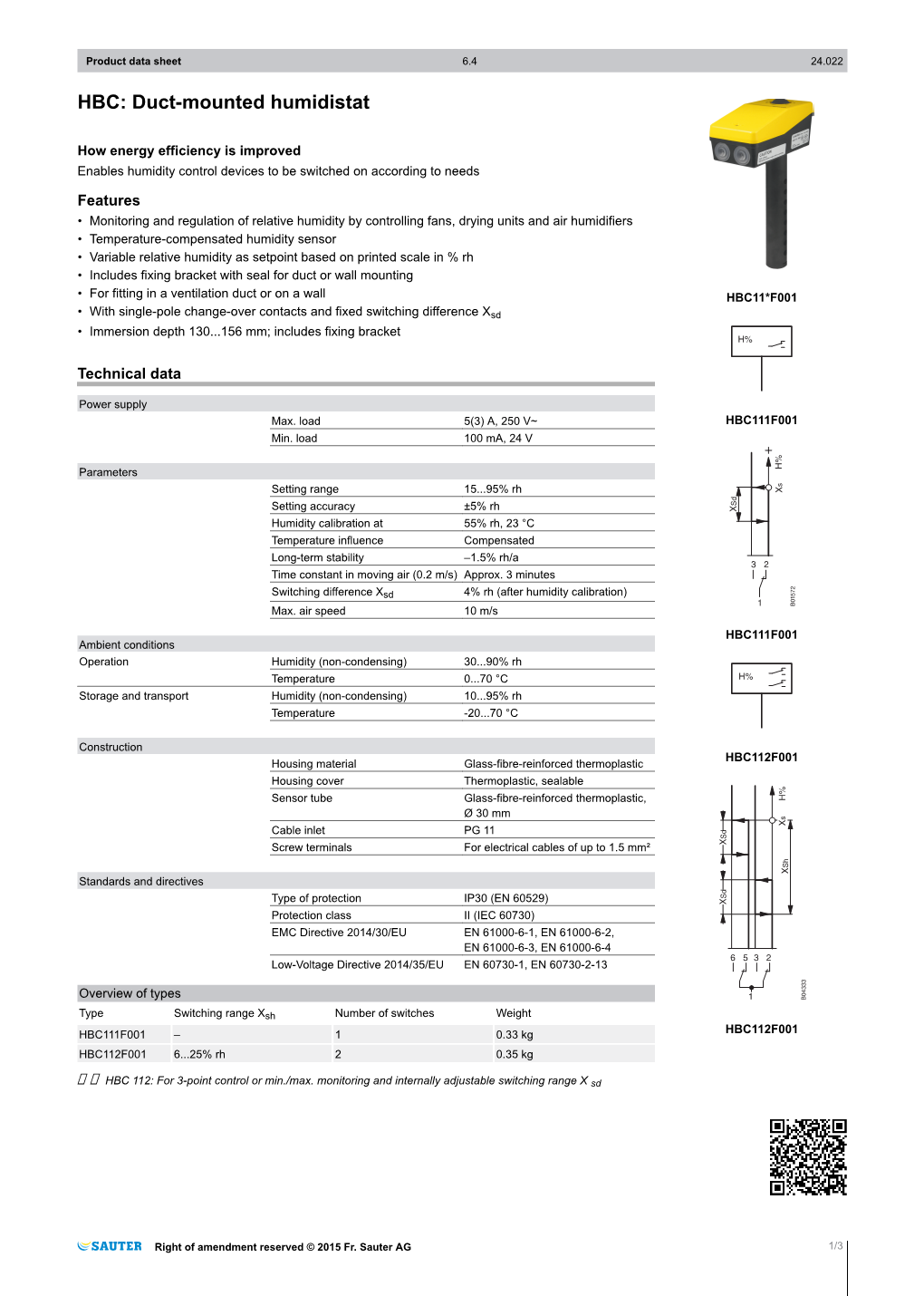 HBC: Duct-Mounted Humidistat