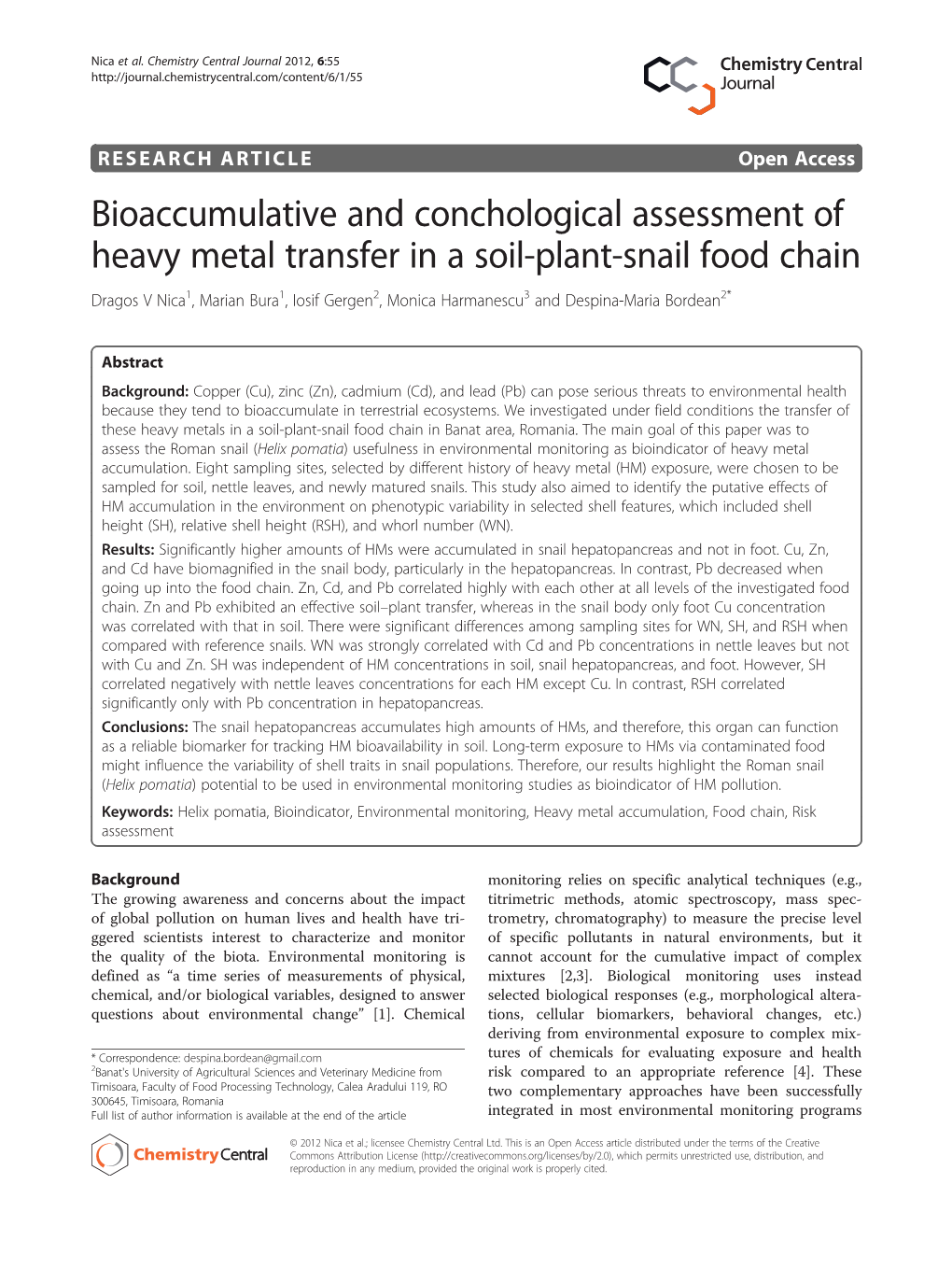 Bioaccumulative and Conchological Assessment of Heavy Metal Transfer