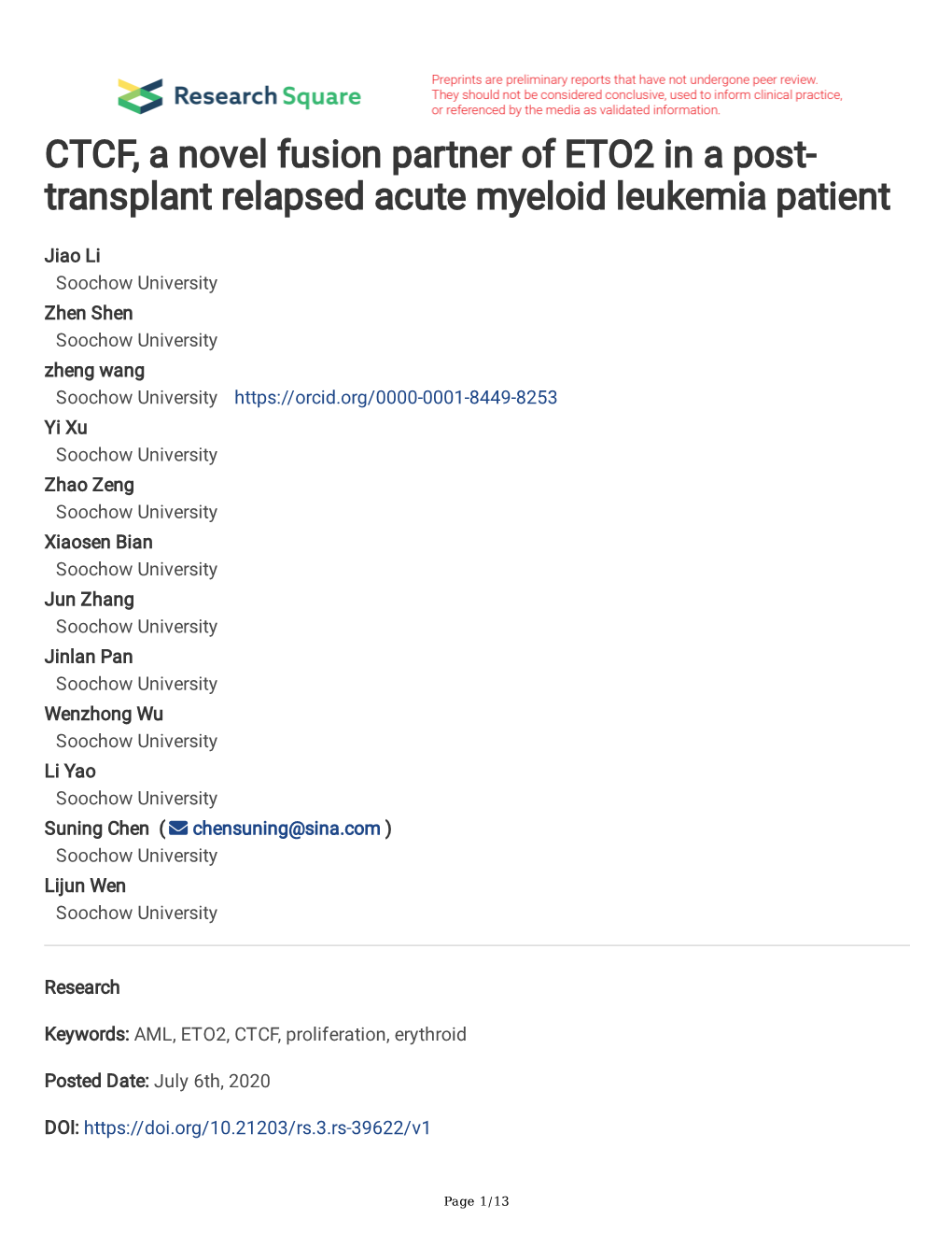 Transplant Relapsed Acute Myeloid Leukemia Patient